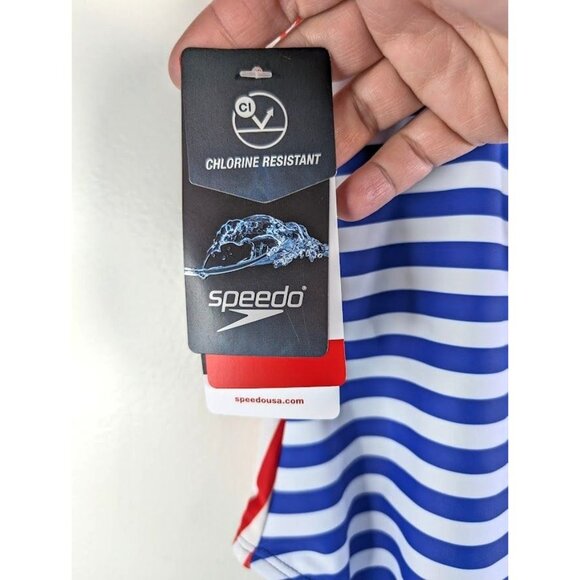 SPEEDO Swimsuit Kid Girls Size 12 One Piece Stripe Chlorine Resistant Summer NEW - Picture 4 of 8